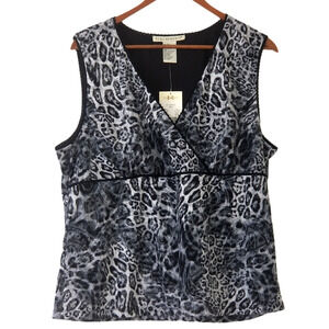 REQUIREMENTS Sleeveless blouse Leopard Print, V-Neck - Size XL
